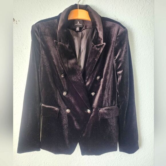 Jules & Leopold Elegant Black Velvet Double Breasted Jacket Blazer - Picture 2 of 10